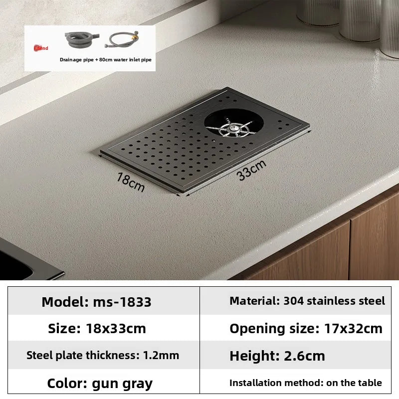 High Pressure Automatic Cup Washing Device Stainless Steel Embedded Glass Rinser For Coffee Shop Bar Counter