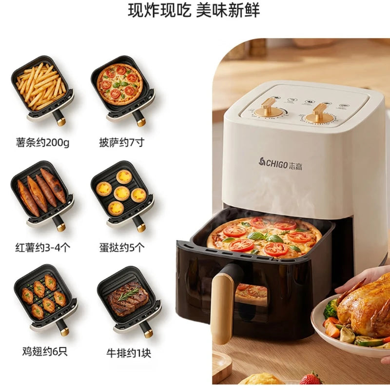CHIGO air fryer household multifunctional steaming and baking integrated small 1-2 person visible model with large window 5L