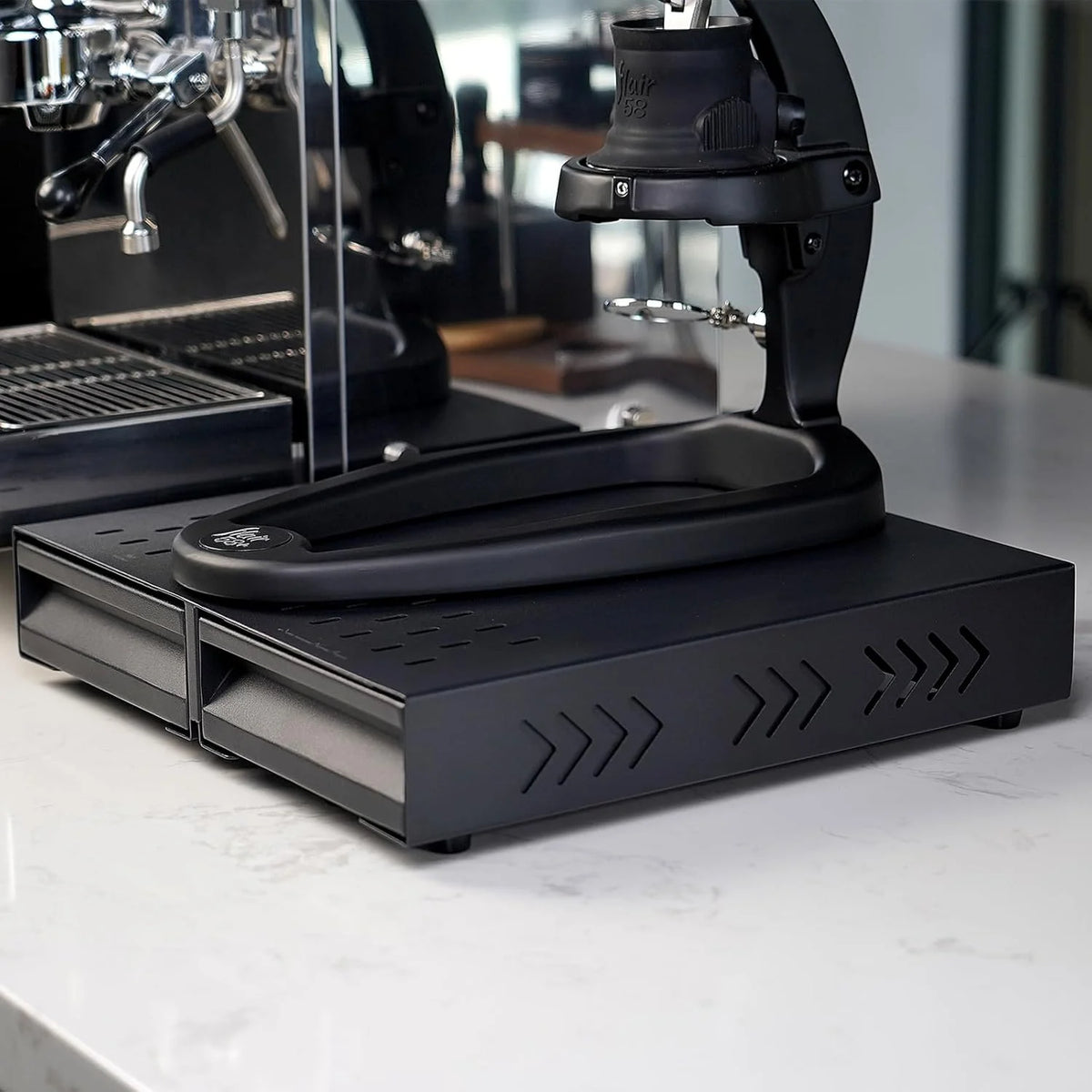 MUVNA Espresso Bar Knock Box, Coffee Organizer Box, Double drawer Metal Espresso Containers & Coffee Knock Box(Black)