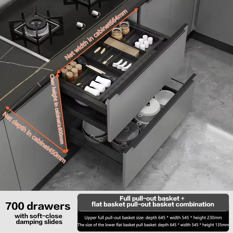 Pull-Out Basket Kitchen Cabinet Double-Layer Pull-Out Space Aluminum Alloy Drawer To Store Seasoning Kitchen Cabinet Bowl Basket