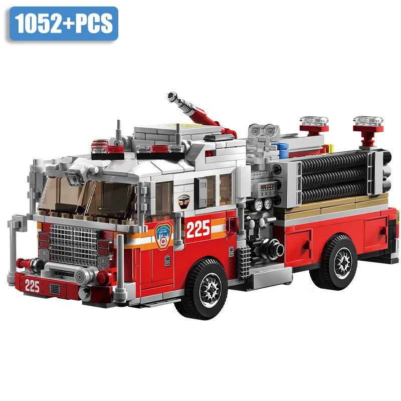 Technical American-style Urban Fire Truck Model Building Blocks MOC City Classic Fire Engine Bricks Toys Gifts For Adult