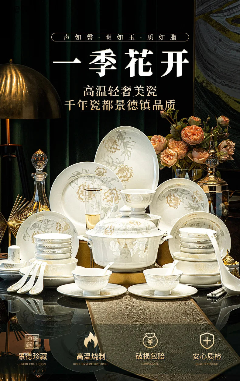 Hxl bone china dinnerware set - ceramic plates and bowls