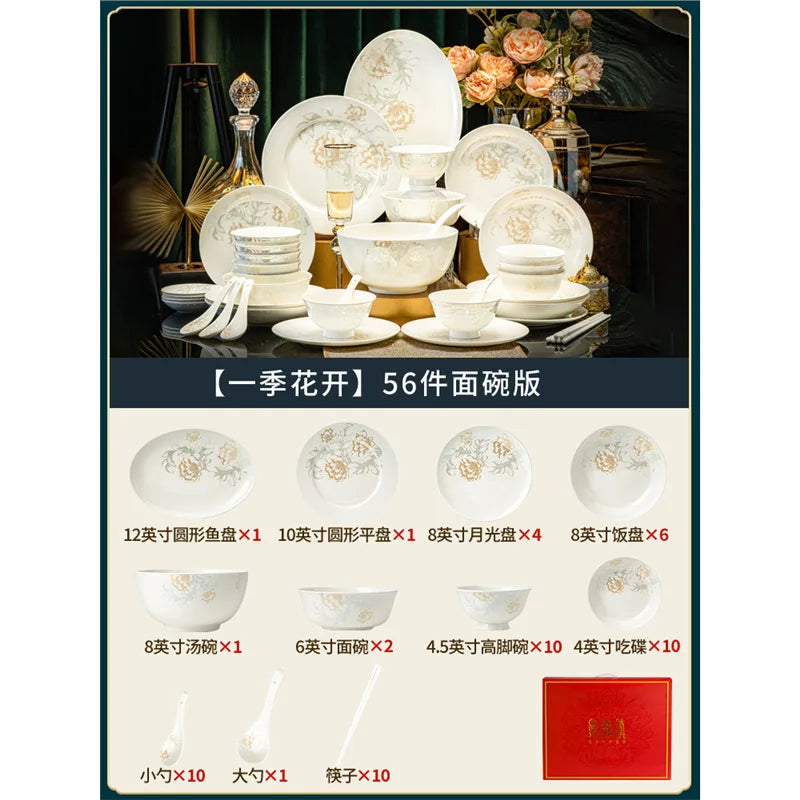 Hxl bone china dinnerware set - ceramic plates and bowls