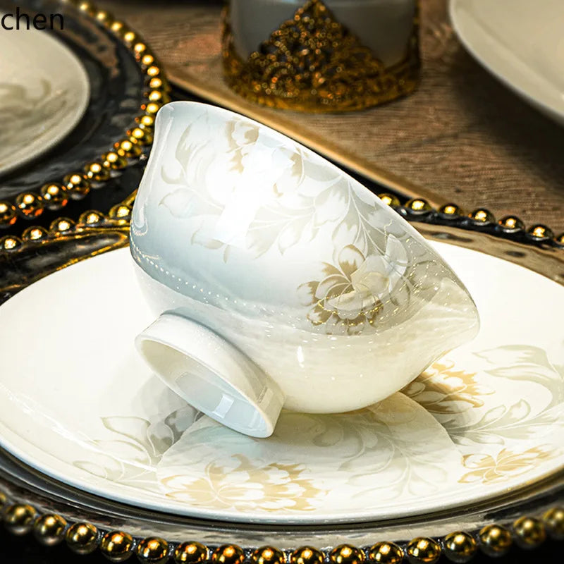 Hxl bone china dinnerware set - ceramic plates and bowls