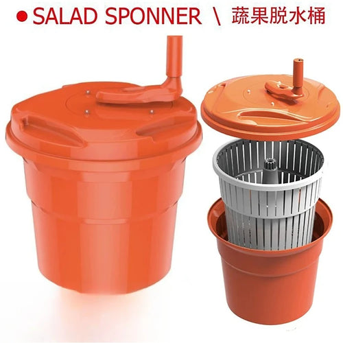 10L 20L Commercial Salad Spinner Hand Crank Vegetable Dehydrator Drain Basket for Restaurant Kitchen