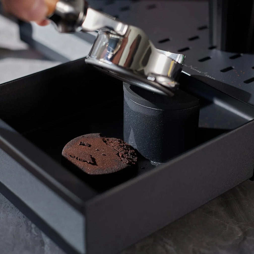 MUVNA Espresso Bar Knock Box, Coffee Organizer Box, Double drawer Metal Espresso Containers & Coffee Knock Box(Black)