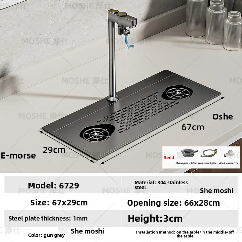 High Pressure Automatic Cup Washing Device Stainless Steel Embedded Glass Rinser For Coffee Shop Bar Counter