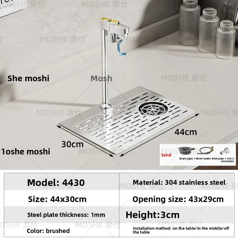 High Pressure Automatic Cup Washing Device Stainless Steel Embedded Glass Rinser For Coffee Shop Bar Counter