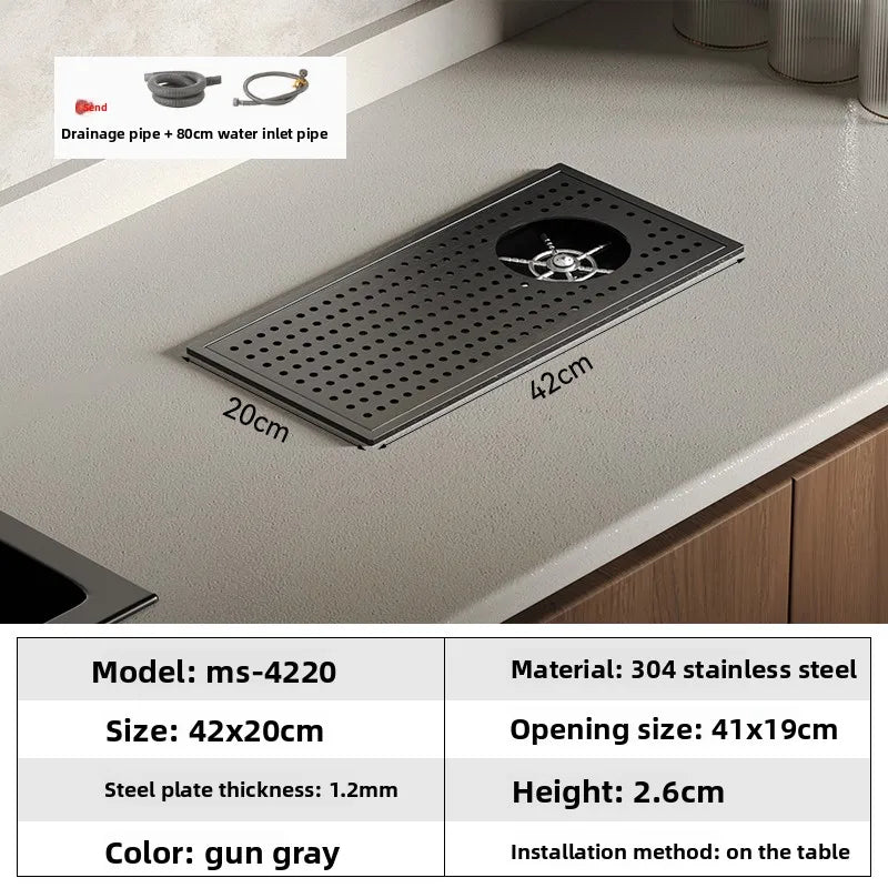 High Pressure Automatic Cup Washing Device Stainless Steel Embedded Glass Rinser For Coffee Shop Bar Counter