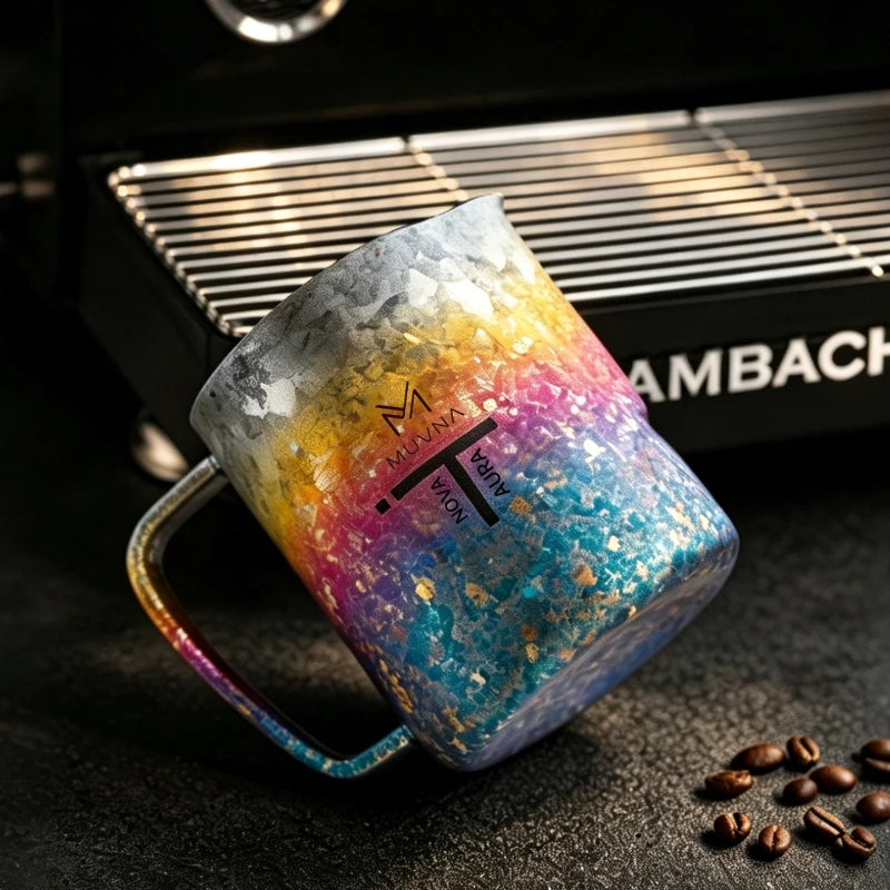 MUVNA Ti-Art Pure Titanium Milk Frothing Pitcher,Latte Art Milk Jug,Espresso Coffee Accessories,Milk Steaming&Frother Cup