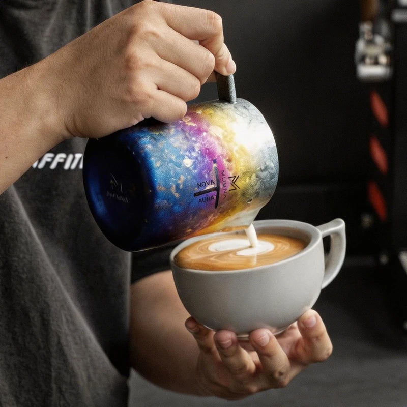 MUVNA Ti-Art Pure Titanium Milk Frothing Pitcher,Latte Art Milk Jug,Espresso Coffee Accessories,Milk Steaming&Frother Cup