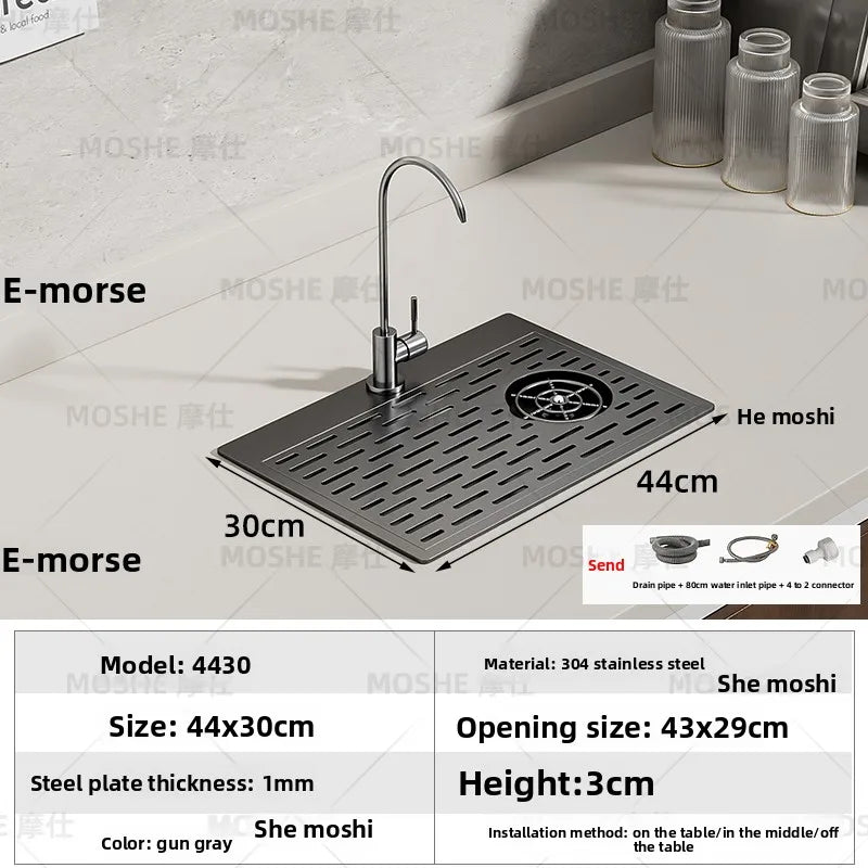 High Pressure Automatic Cup Washing Device Stainless Steel Embedded Glass Rinser For Coffee Shop Bar Counter