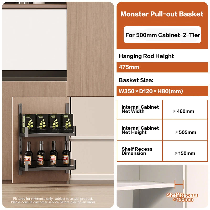Under Sink Door Hanging Storage Basket Rack Multilayer Kitchen Cabinet Door Mounted Organizer Space Saving Pull Out Tray 287
