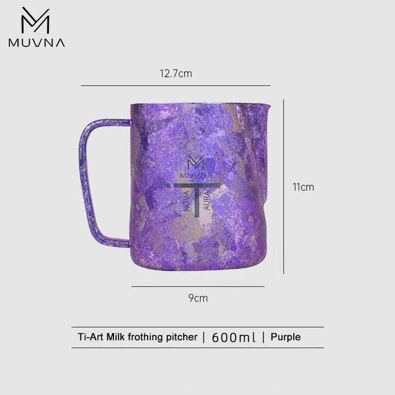 MUVNA Ti-Art Pure Titanium Milk Frothing Pitcher,Latte Art Milk Jug,Espresso Coffee Accessories,Milk Steaming&Frother Cup