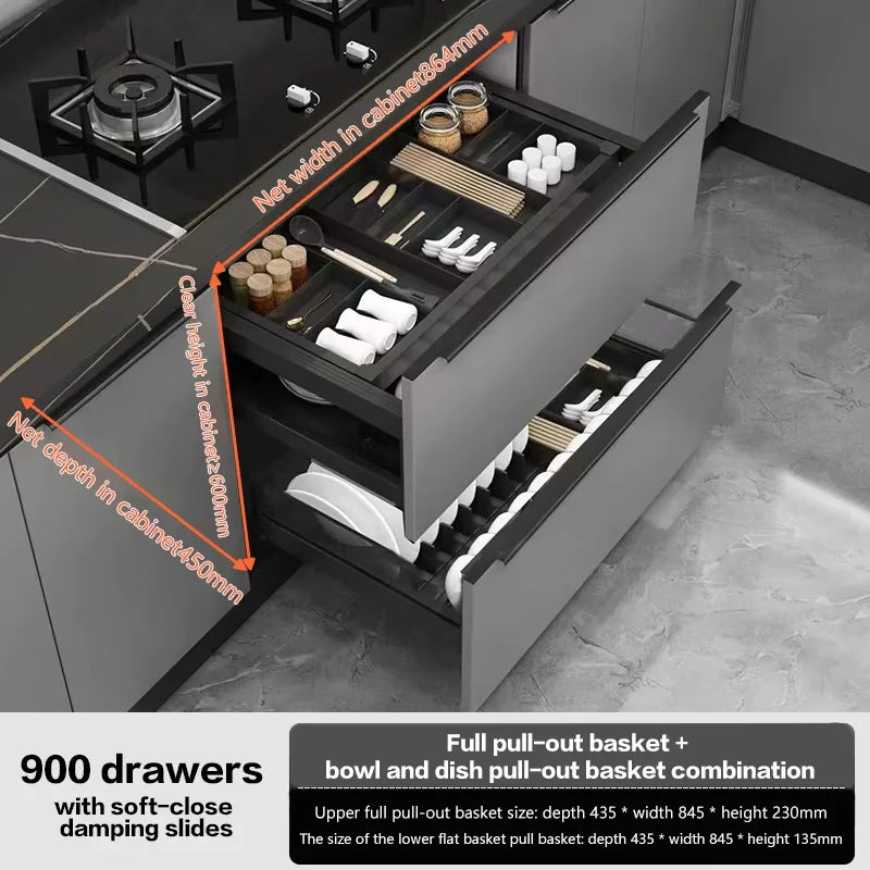 Pull-Out Basket Kitchen Cabinet Multi-Layer Drawer-Type Bowl Rack Drawer-Type Middle Drawer Cabinet Storage Bowls And Dishes