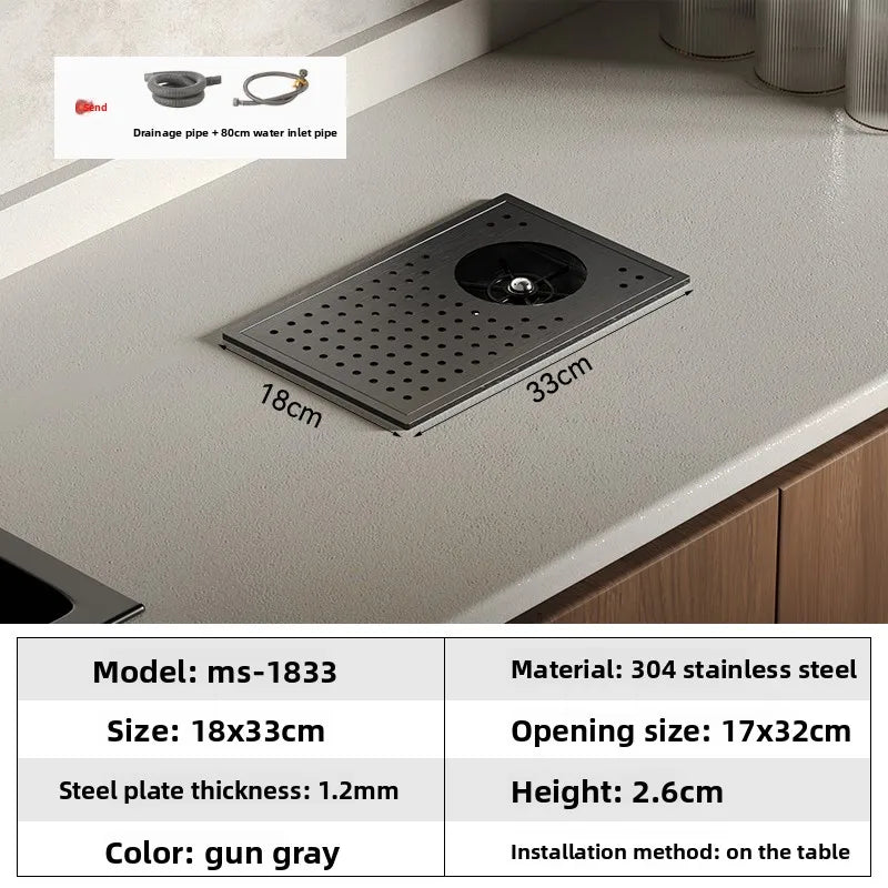 High Pressure Automatic Cup Washing Device Stainless Steel Embedded Glass Rinser For Coffee Shop Bar Counter