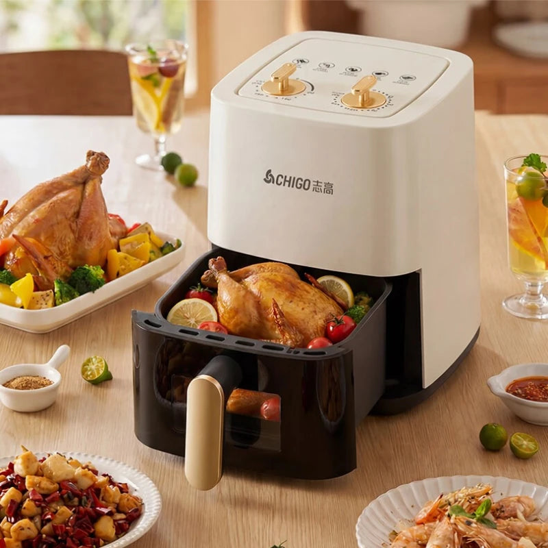 CHIGO air fryer household multifunctional steaming and baking integrated small 1-2 person visible model with large window 5L