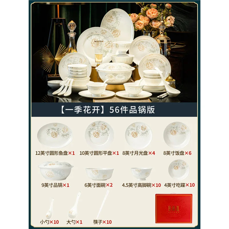 Hxl bone china dinnerware set - ceramic plates and bowls