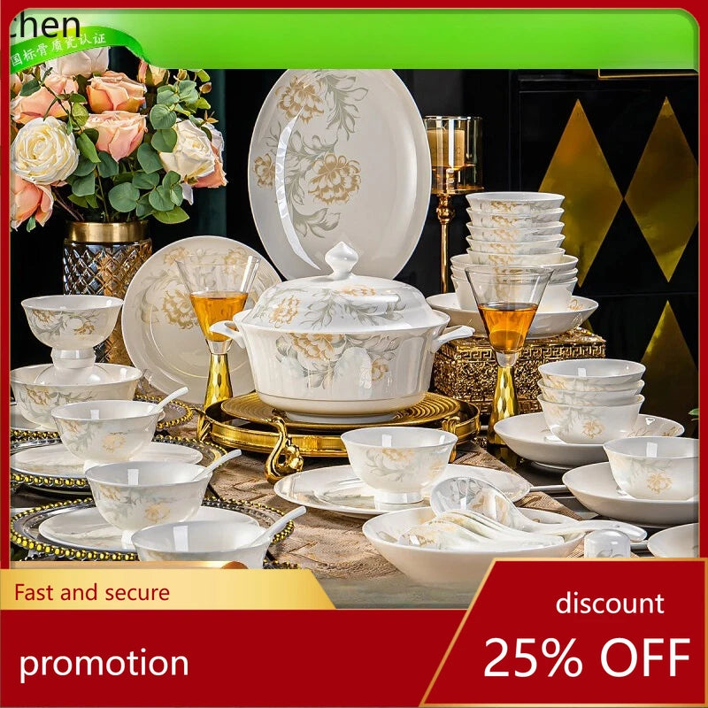 Hxl bone china dinnerware set - ceramic plates and bowls