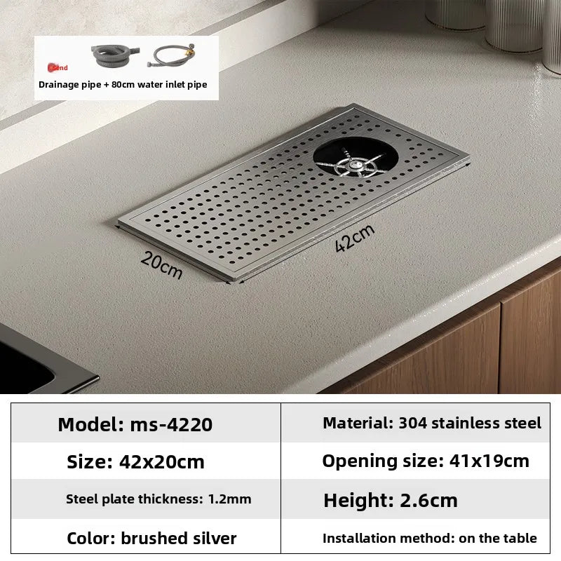 High Pressure Automatic Cup Washing Device Stainless Steel Embedded Glass Rinser For Coffee Shop Bar Counter