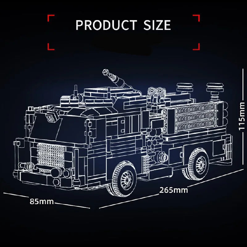 Technical American-style Urban Fire Truck Model Building Blocks MOC City Classic Fire Engine Bricks Toys Gifts For Adult