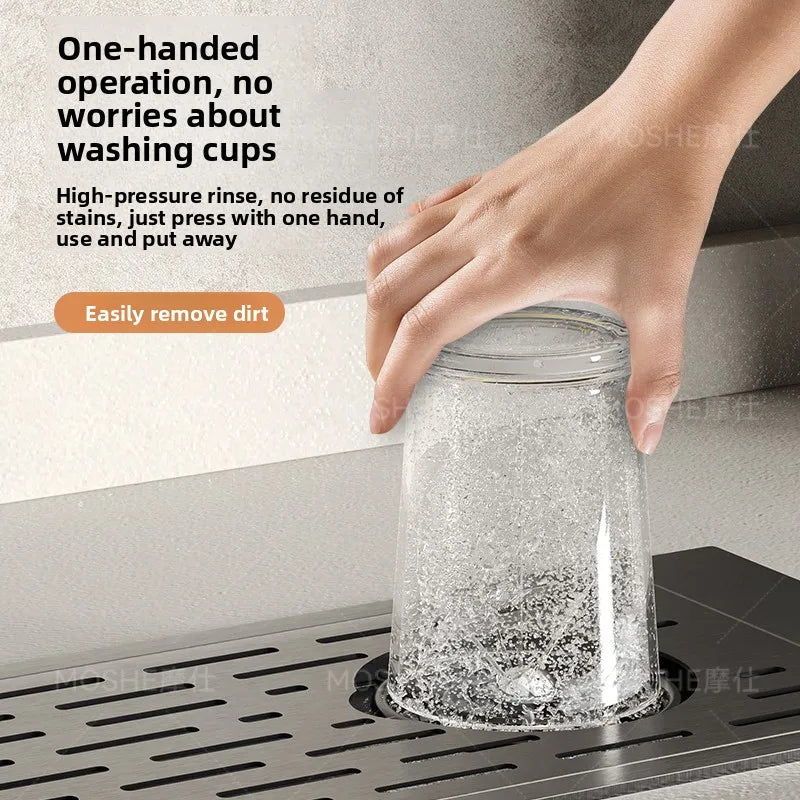 High Pressure Automatic Cup Washing Device Stainless Steel Embedded Glass Rinser For Coffee Shop Bar Counter