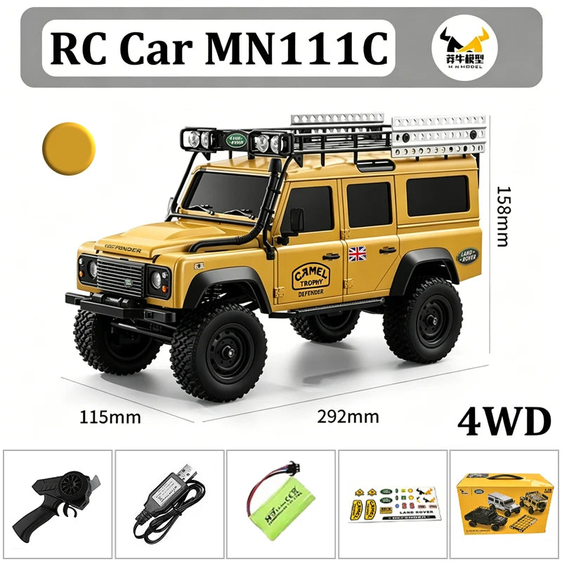 MN Model MN111C RC Car 4WD 1:18 Land Rover Defender Full Scale 2.4G Remote Control Car Truck Climbing Off-Road RC Toys Gift