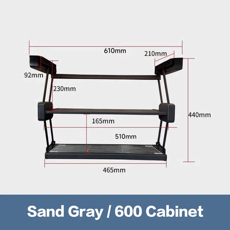 Pull Down Under Cabinet Spice Rack Double Layer Foldable Expandable Aluminum Kitchen Storage Shelf For Dishes Preparation