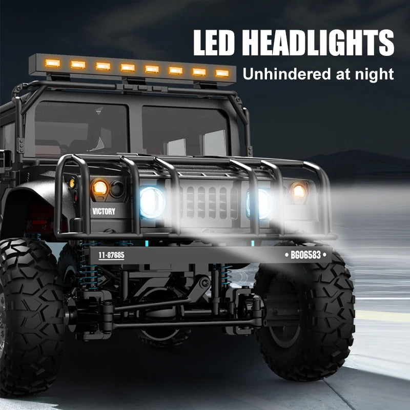 JJRC Q121 1:12 Size RC CAR 4WD Mountaineering Off-Road High Speed Vehicle RC Car Simulation Hummer Truck Model Children's Toys.