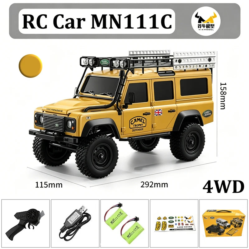 MN Model MN111C RC Car 4WD 1:18 Land Rover Defender Full Scale 2.4G Remote Control Car Truck Climbing Off-Road RC Toys Gift
