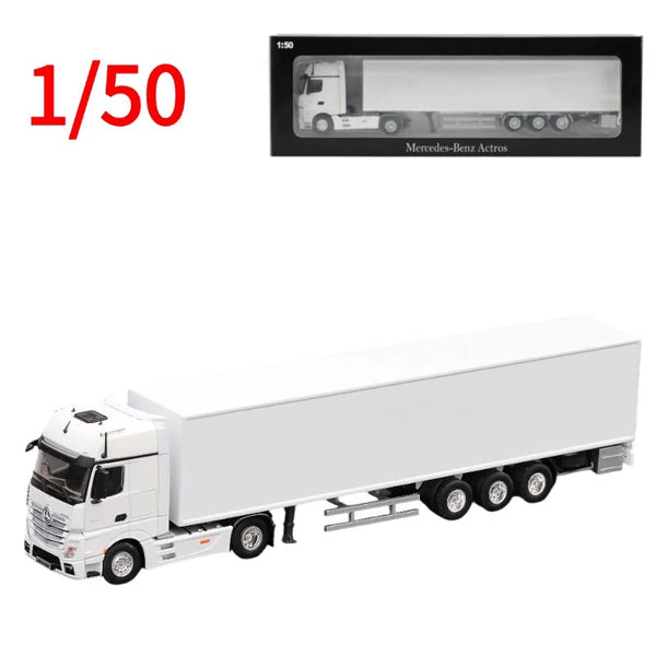 Diecast 1/50 Model Car Benz Mercedes-Benz White Container Truck Play Vehicles