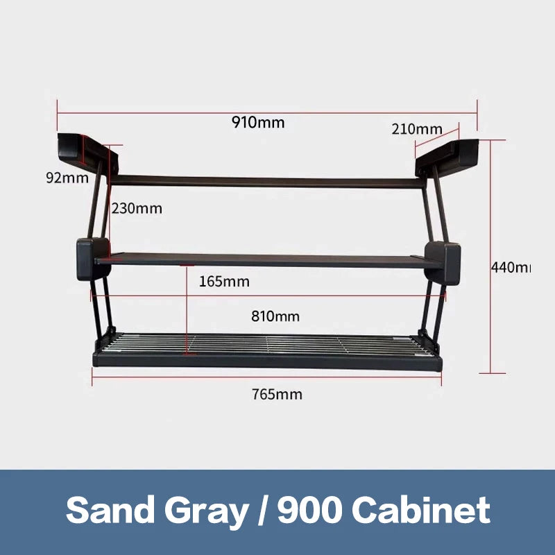 Pull Down Under Cabinet Spice Rack Double Layer Foldable Expandable Aluminum Kitchen Storage Shelf For Dishes Preparation