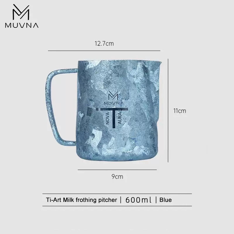 MUVNA Ti-Art Pure Titanium Milk Frothing Pitcher,Latte Art Milk Jug,Espresso Coffee Accessories,Milk Steaming&Frother Cup