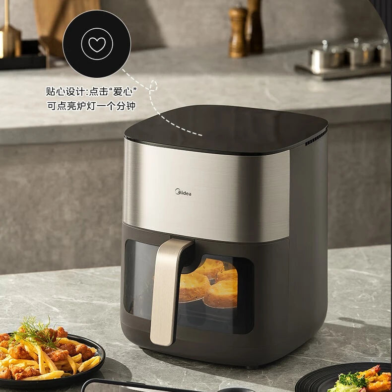 Midea Air Fryer Dual Heat Sources Steam Grill All-in-One Large Capacity 6.5L Large Viewing Window Smart Touch Control