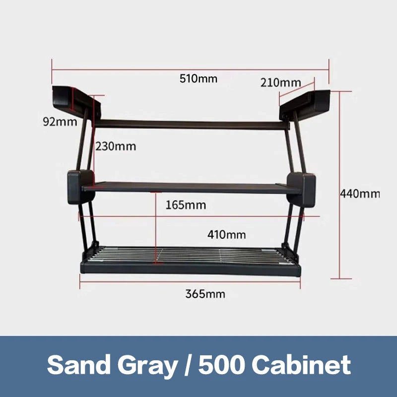 Pull Down Under Cabinet Spice Rack Double Layer Foldable Expandable Aluminum Kitchen Storage Shelf For Dishes Preparation