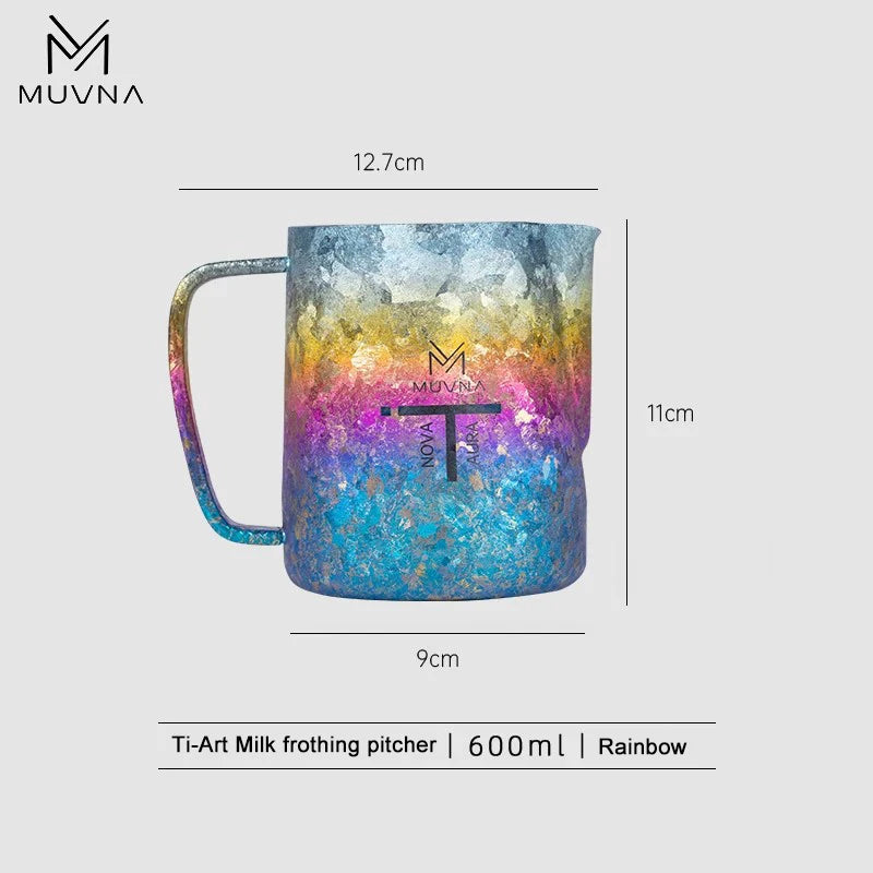MUVNA Ti-Art Pure Titanium Milk Frothing Pitcher,Latte Art Milk Jug,Espresso Coffee Accessories,Milk Steaming&Frother Cup