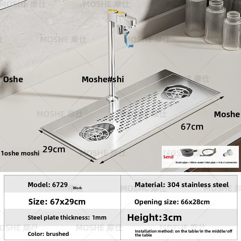 High Pressure Automatic Cup Washing Device Stainless Steel Embedded Glass Rinser For Coffee Shop Bar Counter