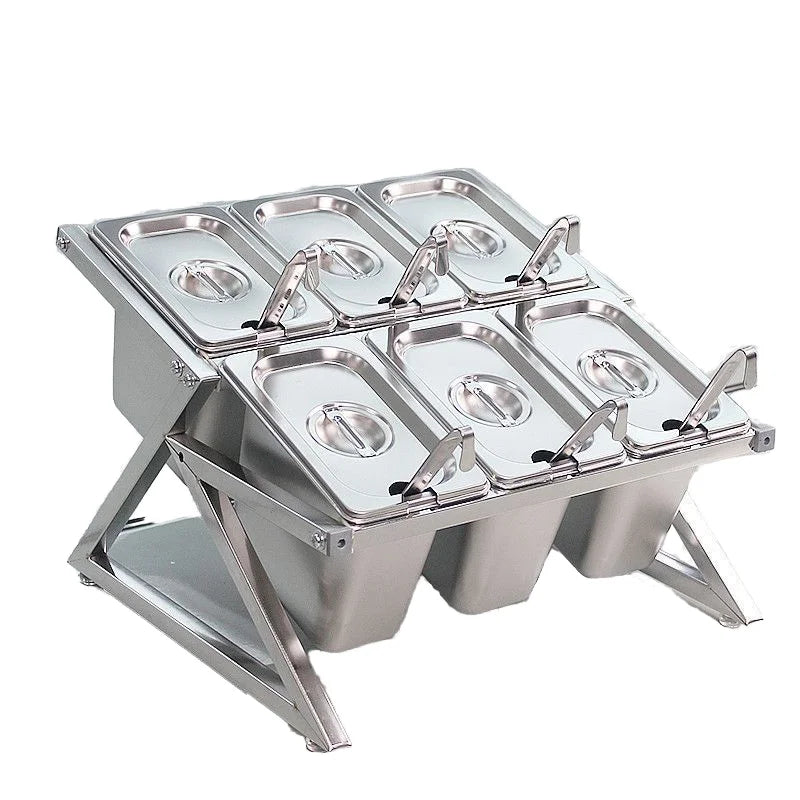 4L/8L Stainless Steel Metal Kitchen Storage Canisters Seasoning Jam Box Basin Rack for Milk Tea Coffee & Spice for Shop Use