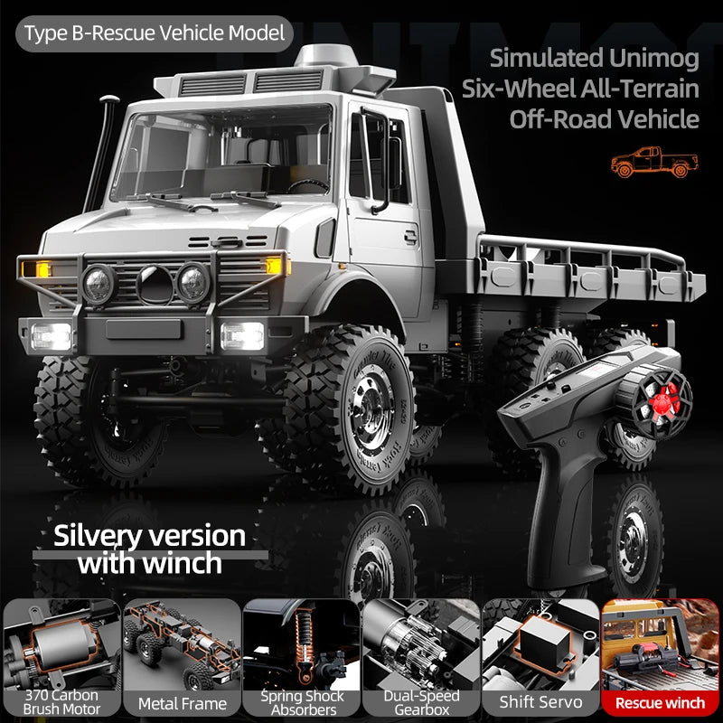2025 Jjrc C8823 Rc Off Road Remote Control Vehicle 1:18 Unimog Six Wheel Drive Full Scale Climbing Vehicle Adult Toy Gift