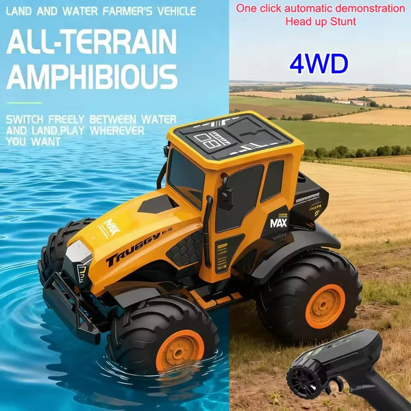 2.4G Auto DEMO 4WD Remote Control Truck 1:18 All Terrain Off Road Water Land Amphibious Waterproof Agricultural RC Truck Vehicle