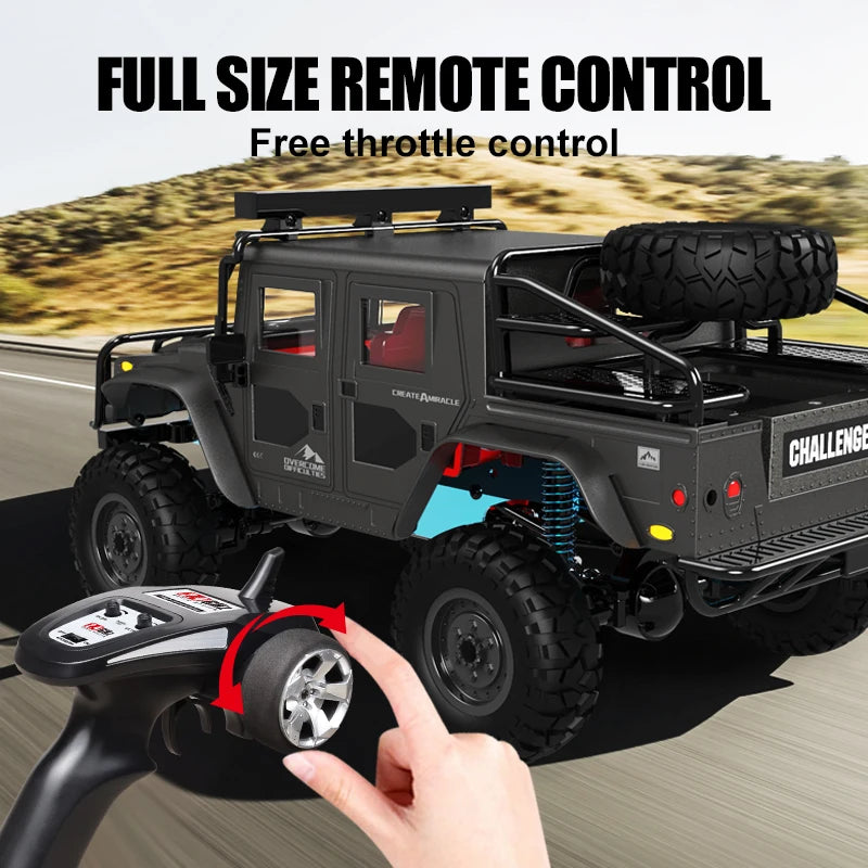 JJRC Q121 1:12 Size RC CAR 4WD Mountaineering Off-Road High Speed Vehicle RC Car Simulation Hummer Truck Model Children's Toys.