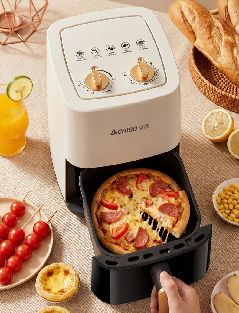 CHIGO air fryer household multifunctional steaming and baking integrated small 1-2 person visible model with large window 5L