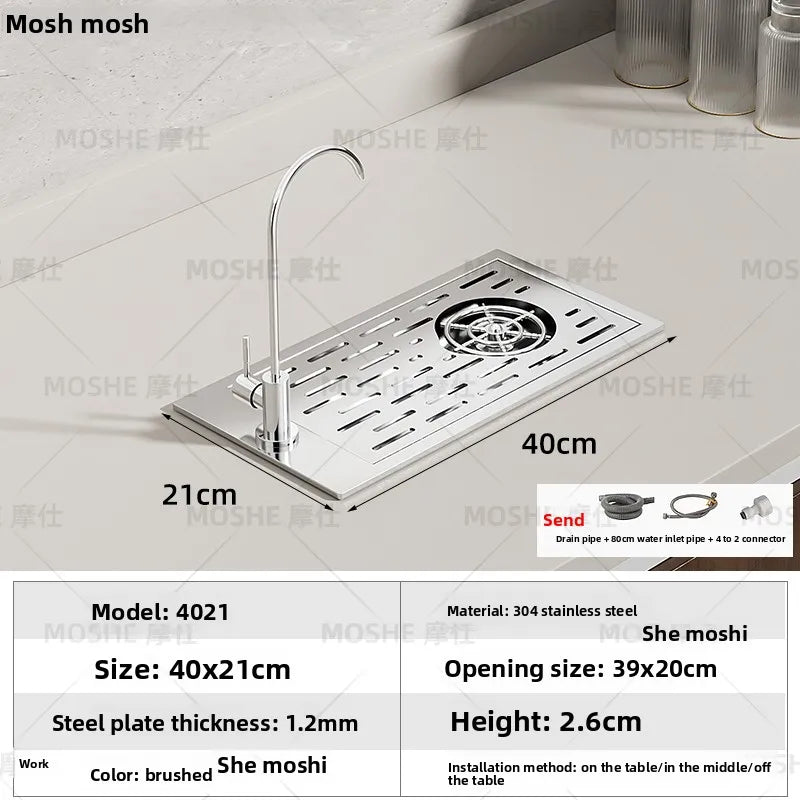 High Pressure Automatic Cup Washing Device Stainless Steel Embedded Glass Rinser For Coffee Shop Bar Counter
