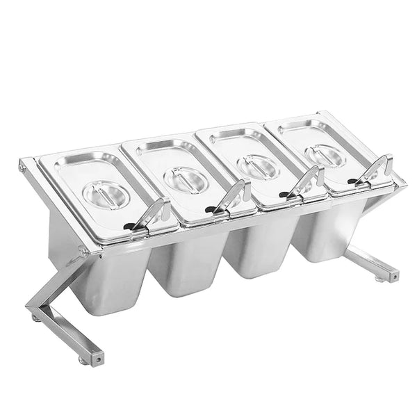 4L/8L Stainless Steel Metal Kitchen Storage Canisters Seasoning Jam Box Basin Rack for Milk Tea Coffee & Spice for Shop Use
