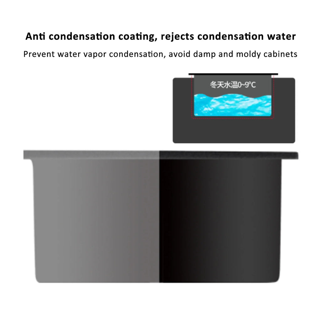 Single Sink Black Diamond Sink Round Basin with Undermount Assembly for Kitchen Bar, Brushed 3030 Nano