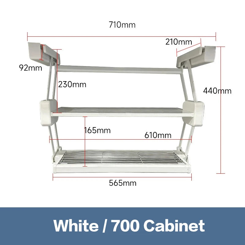 Pull Down Under Cabinet Spice Rack Double Layer Foldable Expandable Aluminum Kitchen Storage Shelf For Dishes Preparation