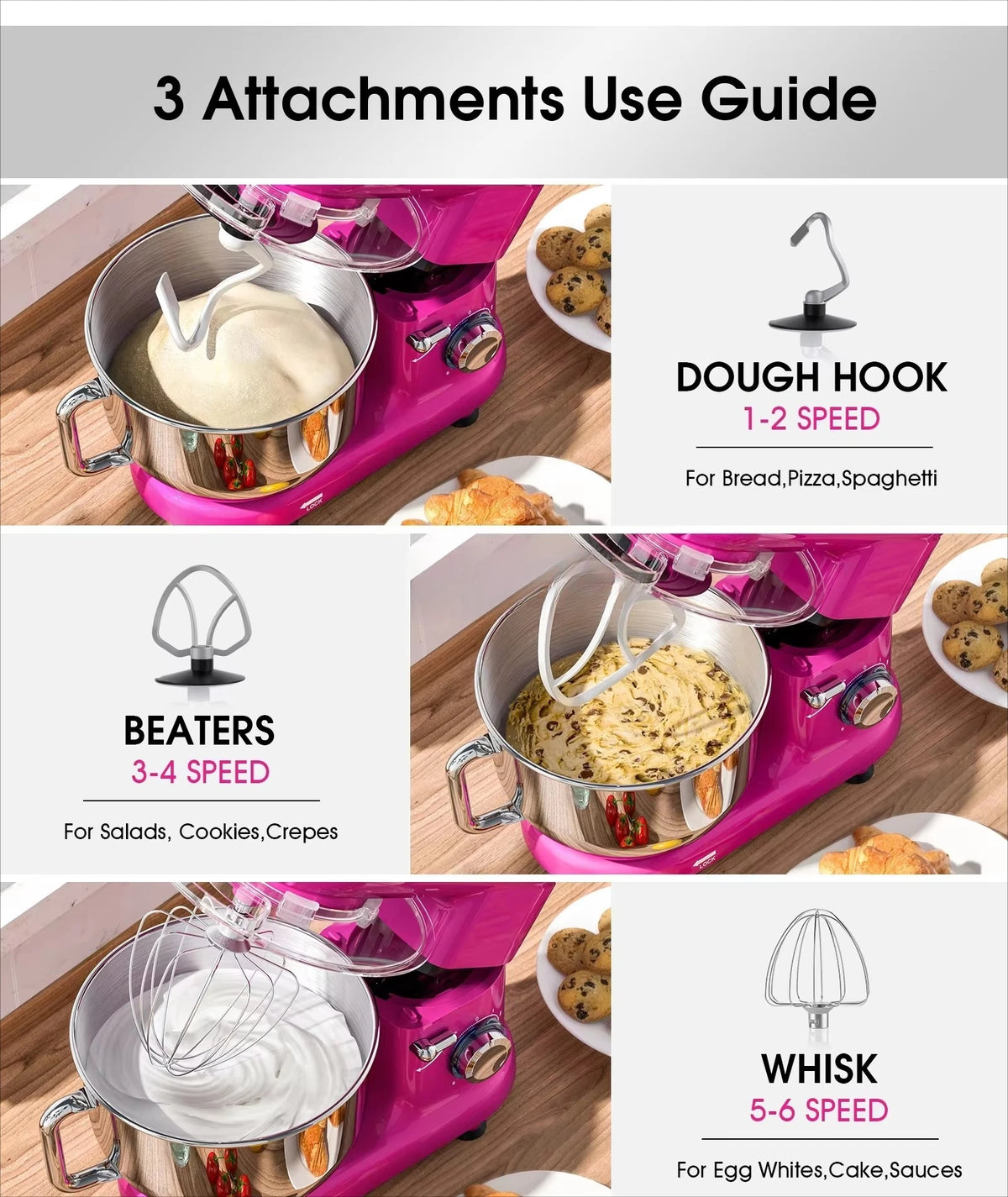 Kitchen Machine Mixer Bowl Action Vertical Mixer Baking Stainless Steel