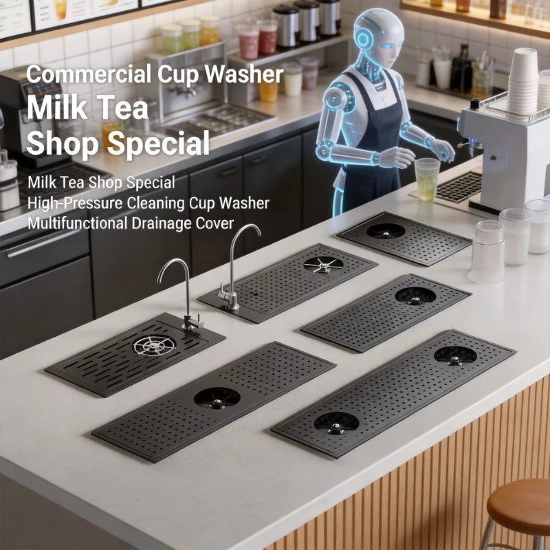 High Pressure Automatic Cup Washing Device Stainless Steel Embedded Glass Rinser For Coffee Shop Bar Counter