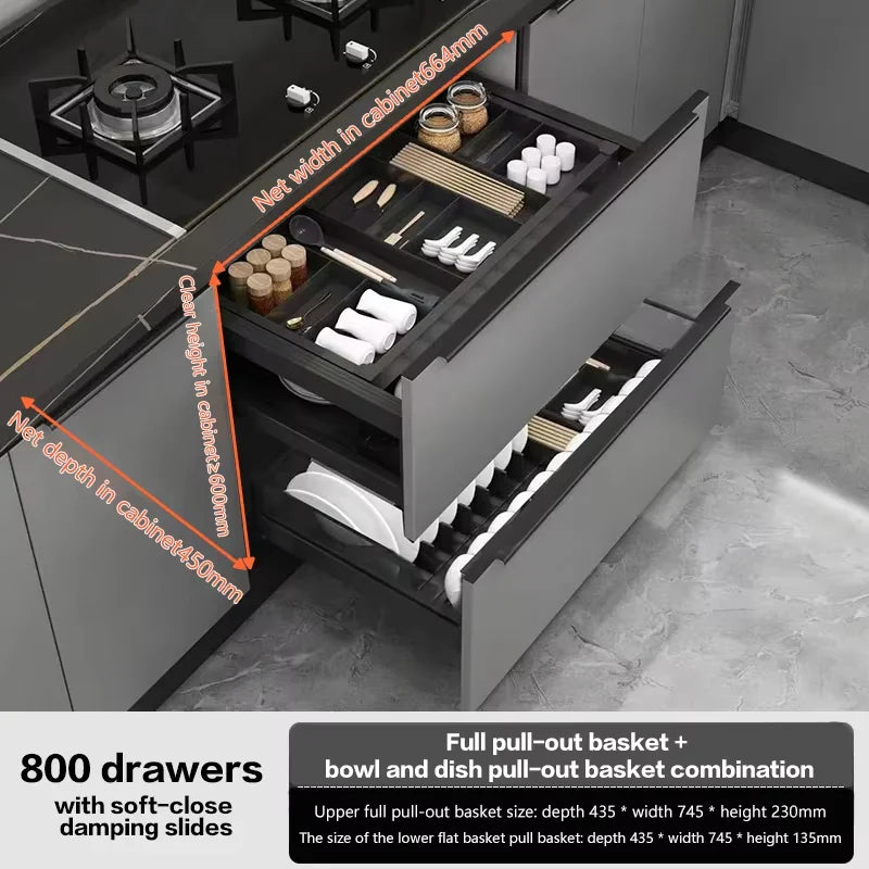 Pull-Out Basket Kitchen Cabinet Double-Layer Pull-Out Space Aluminum Alloy Drawer To Store Seasoning Kitchen Cabinet Bowl Basket