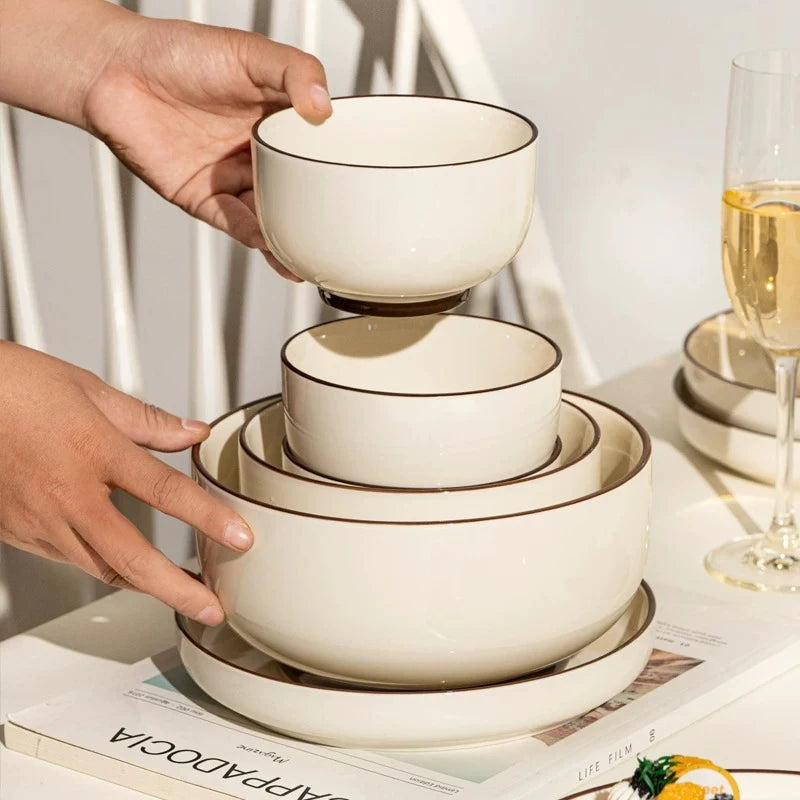 Aesthetic Full Set Dinner Set Plate Design Unique Elegant Ceramic Dinner Set Luxury Kitchen Designer Bajilla Ceramica Dinnerware